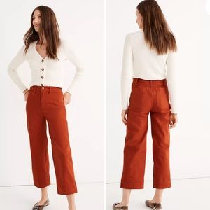 NWT Madewell Russet Slim Emmett Wide Leg Crop Pant